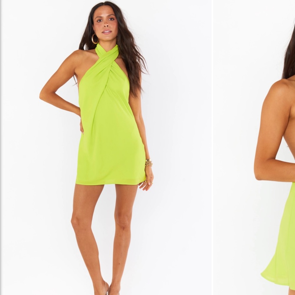 NWT SMYM JASMINE HALTER MINI DRESS - CITRINE GREEN